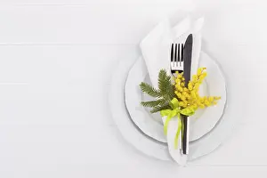 Spring Table Setting Prints: Spring table setting with mimosa