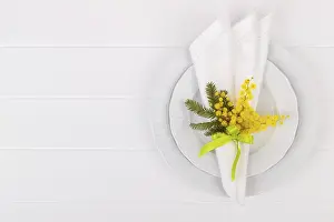 Spring Table Setting Prints: Spring table setting with mimosa