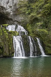 Deserted Waterfall In Europe Prints: Spring and waterfall, Source du Lison