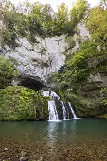 Western Europe Nature Photography Prints: Spring and waterfall, Source du Lison