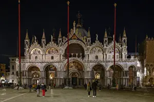 Venice Night Photography Prints: St. Mark's Square in front of St