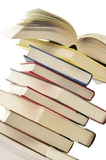 Plain White Background Photos Prints: Stack of books isolated on white background