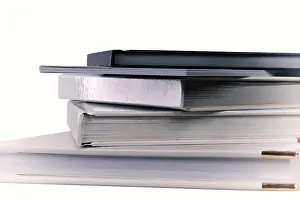 Isolated White Background Images Prints: Stack of books isolated on white background