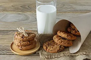 Empty Plate Meal Idea Prints: A stack of chocolate chips cookies on baking paper