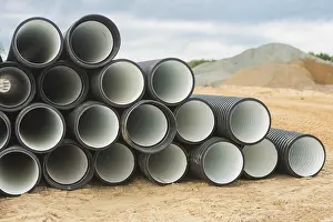 Deserted Building Site Prints: Stack of finned tubes