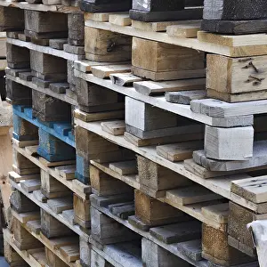 Industrial Building Prints: A stack of old wooden pallets for loading