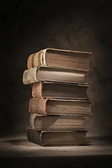Vintage Literature Prints: A Stack of old worn and tattered books