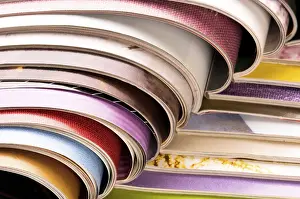 Deserted Library Prints: Stack of open magazines