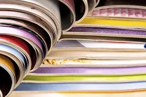 Environmental Awareness Europe Prints: Stack of open magazines, poland