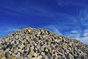 Blue Sky Construction Site Prints: Stack of paving stones, Upper Austria, Austria