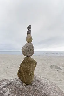 Deserted Baltic Sea Prints: Stack of stones in the morning