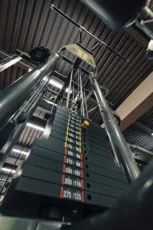 Fitness Exercise Equipment Prints: Stack of weights in gym machine