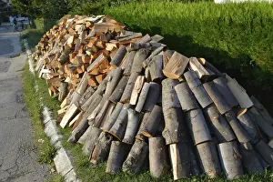 Renewable Energy Source Prints: Stacked winter logs for heating