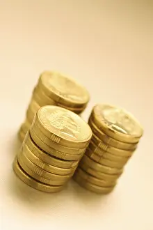 Studio Shot Currency Prints: Stacks of coins