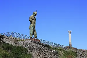 Prints of Statue of Daedalus (by Mitoraj), Daidalos, figure in Greek mythology, Pompeii, ancient city in Campania on the Gulf of Naples, buried during the eruption of Mount Vesuvius in 79 AD, Italy Daedalus Prints: Statue of Daedalus Print, Pompeii, Italy