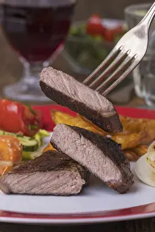 Meat Dish Images Prints: Steak on a fork
