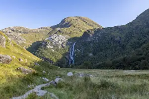 Deserted Waterfall In Europe Prints: Steall Waterfall, second highest waterfall