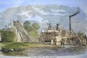 Steam-powered Threshing Machine Print, c. 1880