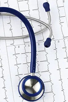 Austria Healthcare System Prints: Stethoscope and electrocardiogram