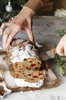 Holiday Desserts Prints: Stollen is fruit bread of nuts