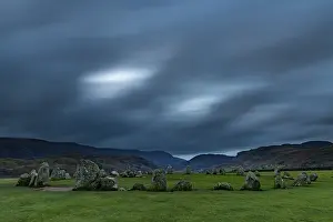 Prehistoric Stone Circles UK Prints: Stone Circle with Dark Cloud Sky