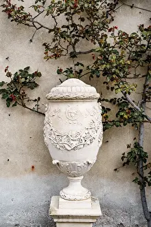 Como Prints: Stone Vase Print - Villa Monastero, Italy
