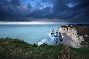 Stormy Coastal Scene Prints: Storm over cliffs in Atlantic ocean