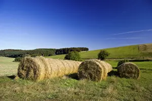 Empty Agricultural Fields Prints: Straw bales
