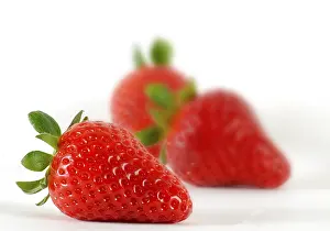 Strawberry Detail View Prints: Three strawberries