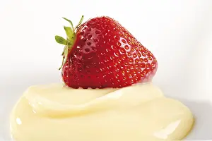Fresh Fruit Cutouts Prints: Strawberry and vanilla pudding