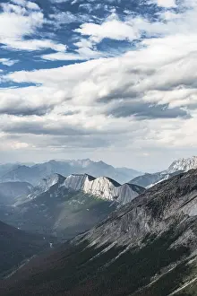 High Angle View Of Mountains Prints: Striking mountain range, dramatic mood