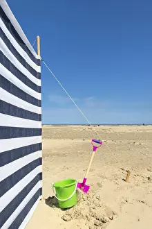 Dutch Coast Prints: Striped wind break at the beach