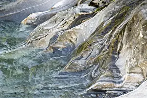 Striped Rock Formations Prints: Structures in the river Vezasca