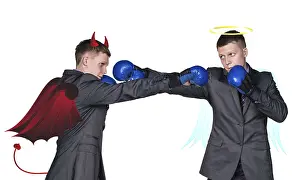 White Background Isolated Image Prints: There is a struggle between good and evil