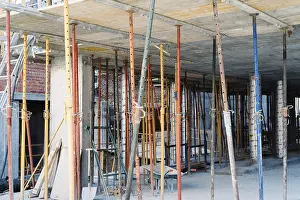 Urban Environment Photography Prints: Struts in building structure under construction in Madrid
