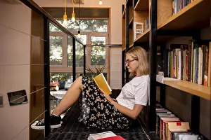 Educational Institution Prints: Student reading book library