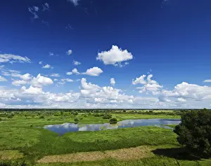 Cloudy Sky Landscape Prints: Summer field