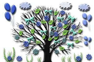 Deciduous Tree Illustration Prints: Summer tree, illustration
