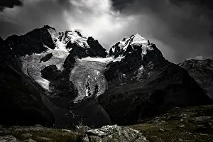 Grisons Mountain Range Prints: Summit of the Bernina Group with dramatic clouds