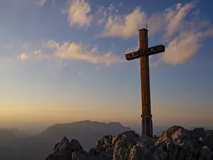 Berchtesgaden National Park Germany Prints: Summit cross in the evening light