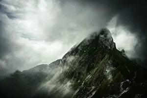 Switzerland Mountain Photography Prints: Summit ridge with dramatic clouds