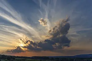Southern Germany Sunset Prints: Sun and clouds in the evening sky