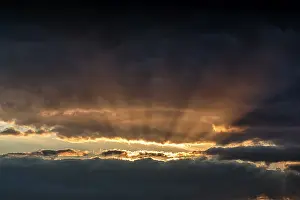 Swedish Evening Sky Prints: Sunbeams behind clouds, dramatic evening sky