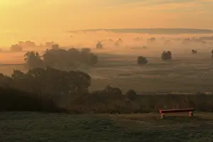 Indian Summer Atmosphere Prints: Sunrise over the Oder valley, Uckermak