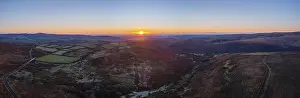 British National Parks Prints: Sunrise over Sharp Tor from a drone