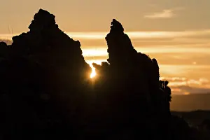Northern Europe Volcanic Area Prints: Sunset, backlight, lava formations