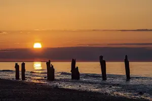 Deserted Evening Scene Prints: Sunset on the Baltic coast