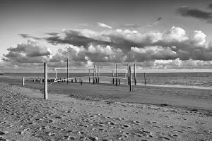 Danish Coastal Scenery Prints: Sunset on the empty beach, Hjerting