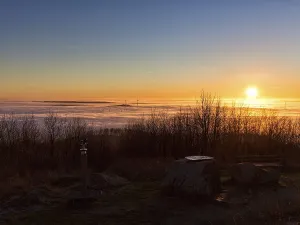 Central Europe Evening Light Prints: Sunset over cloud cover on mountain top