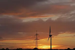 Renewable Energy Source Germany Prints: Sunset, clouds, high-voltage pylon
